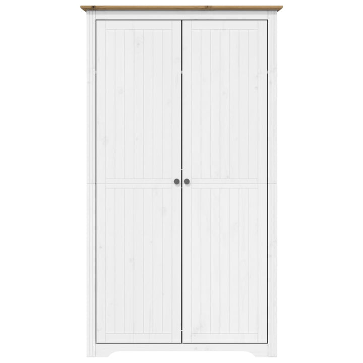 Garde-Robe Bodo Blanc 99X53,5X173 Cm Bois Massif De Pin Marron