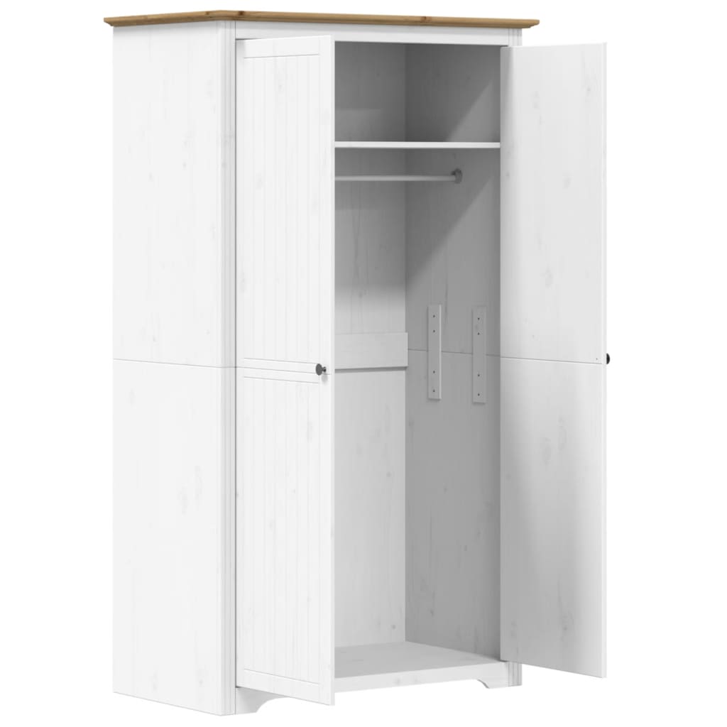Garde-Robe Bodo Blanc 99X53,5X173 Cm Bois Massif De Pin Marron