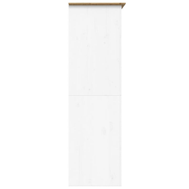 Garde-Robe Bodo Blanc 99X53,5X173 Cm Bois Massif De Pin Marron