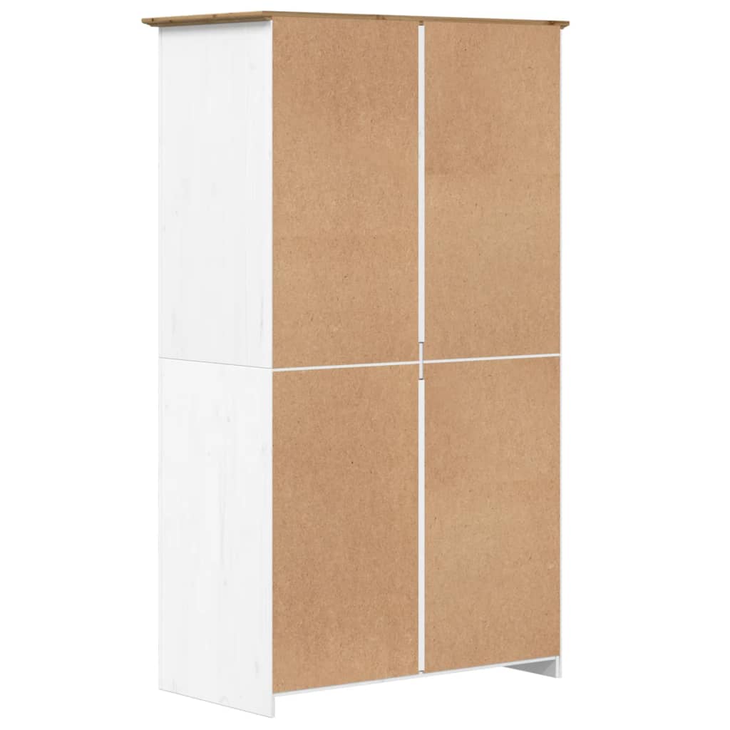 Garde-Robe Bodo Blanc 99X53,5X173 Cm Bois Massif De Pin Marron