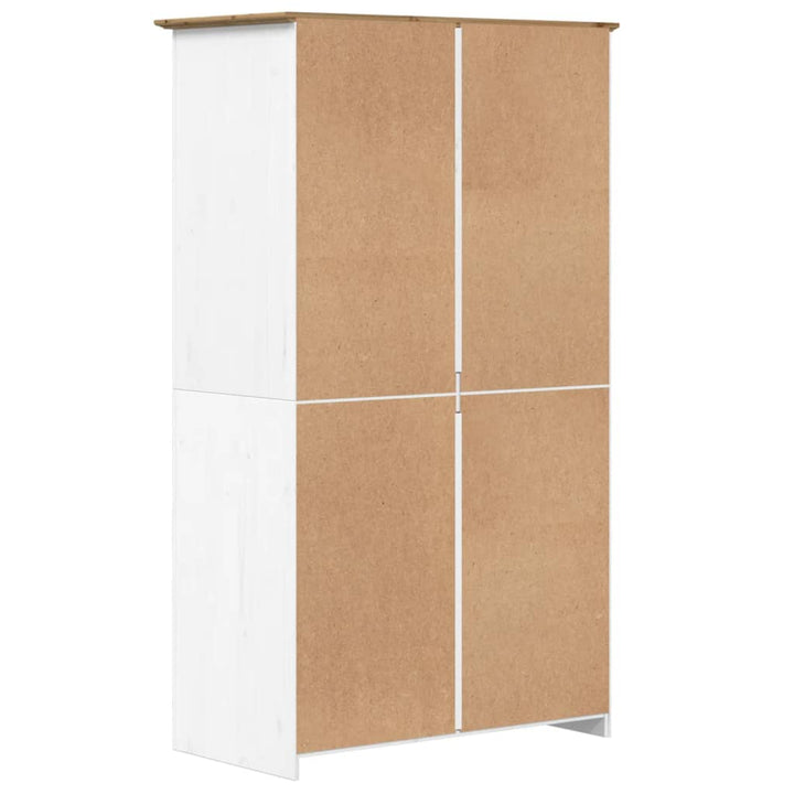 Garde-Robe Bodo Blanc 99X53,5X173 Cm Bois Massif De Pin Marron