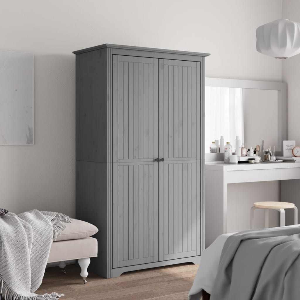 Garde-Robe Bodo 99X53,5X173 Cm Bois Massif De Pin Gris