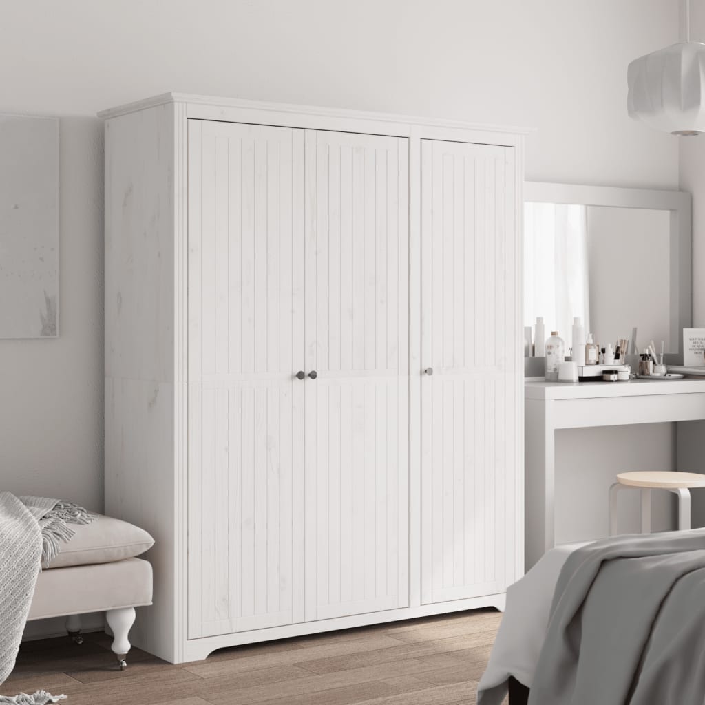Garde-Robe Bodo 146X53,5X173 Cm Bois Massif De Pin Blanc