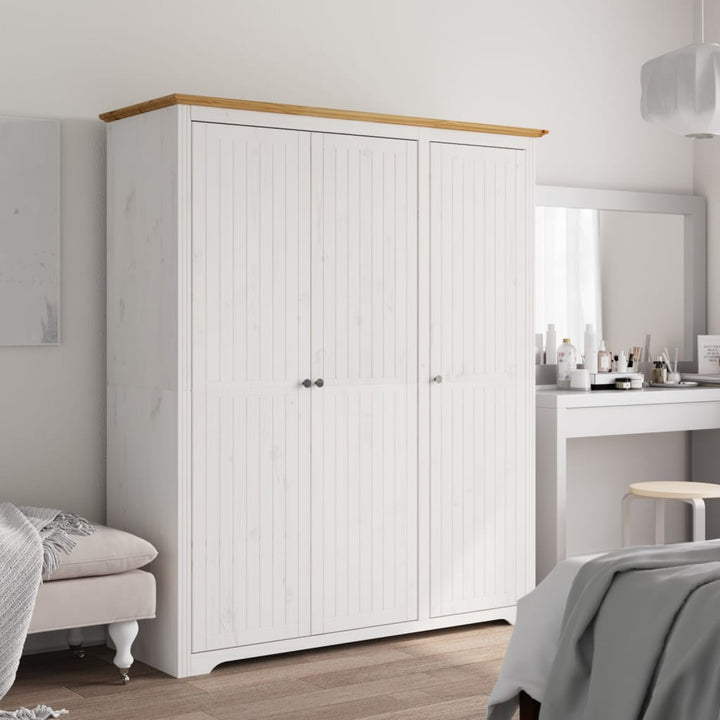Garde-Robe Bodo Blanc 99X53,5X173 Cm Bois Massif De Pin Marron