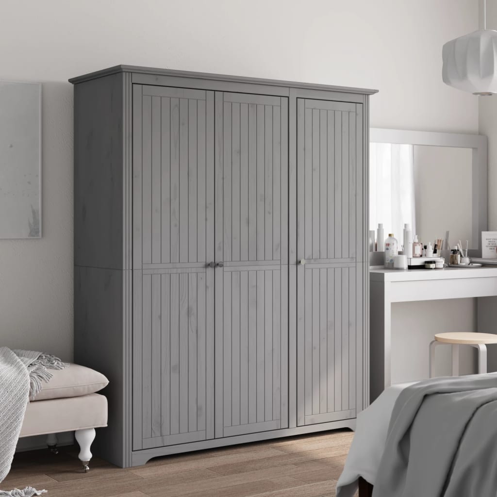 Garde-Robe Bodo 99X53,5X173 Cm Bois Massif De Pin Gris