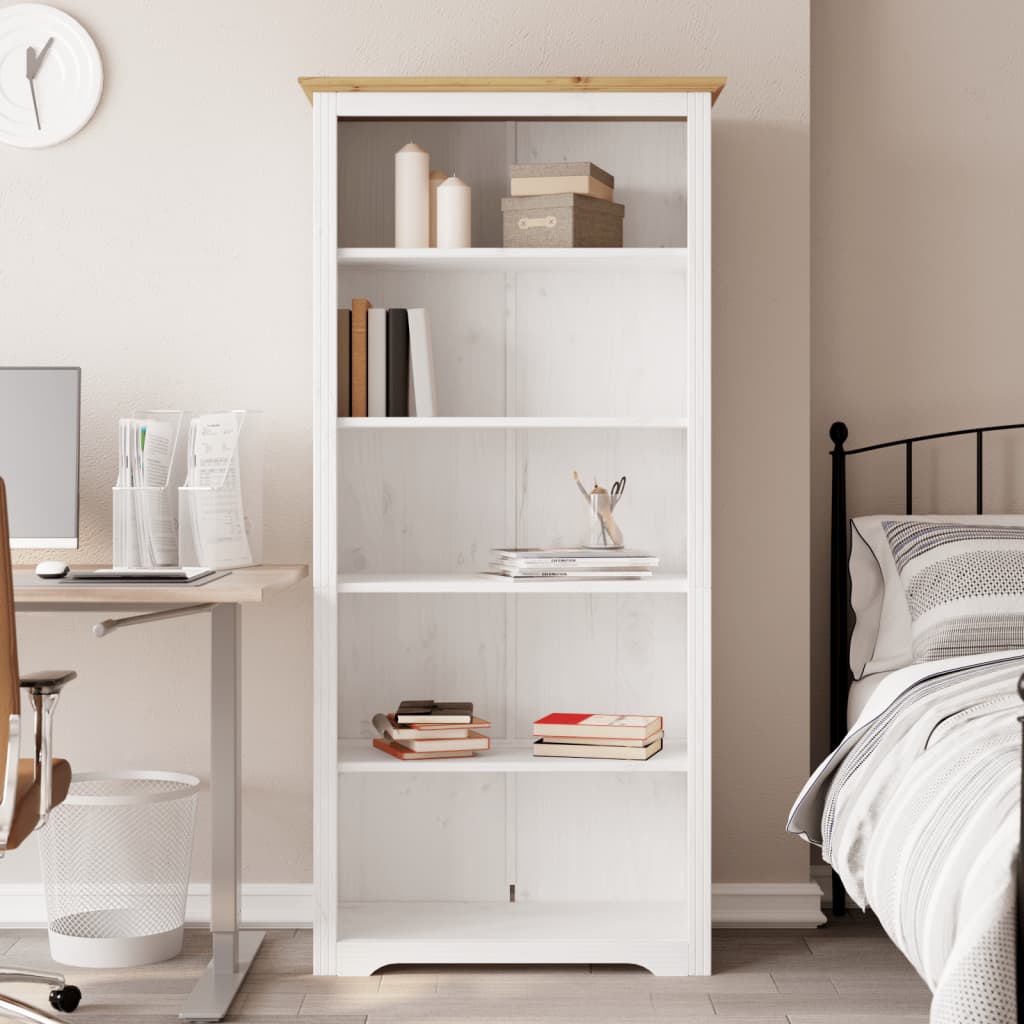 Bibliothèque Bodo 82X40X173 Cm Bois Pin Massif 5 Niveaux