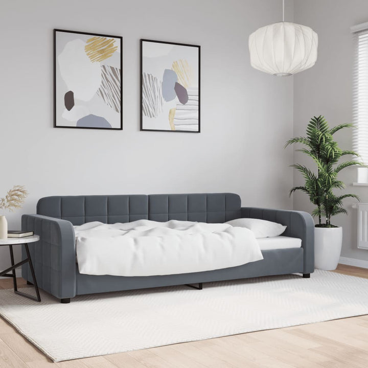 Lit De Jour Avec Gigogne Et Tiroirs 90X190Cm Velours Gris Foncé