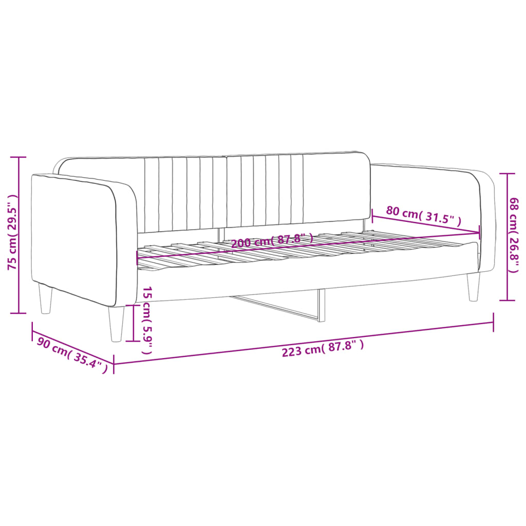 Lit De Repos Velours Gris Foncé
