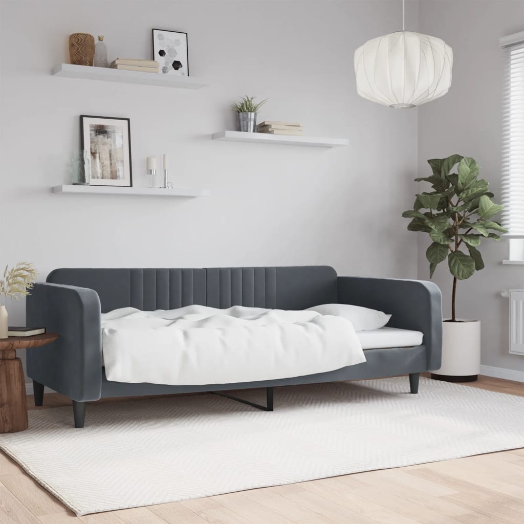 Lit De Repos Velours Gris Foncé