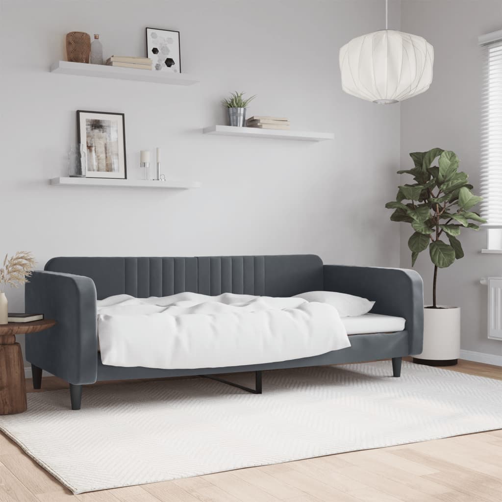 Lit De Repos Velours Gris Foncé