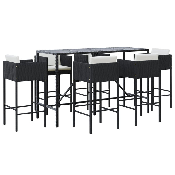 Ensemble De Bar De Jardin 7 Pcs Avec Coussins Poly Rotin