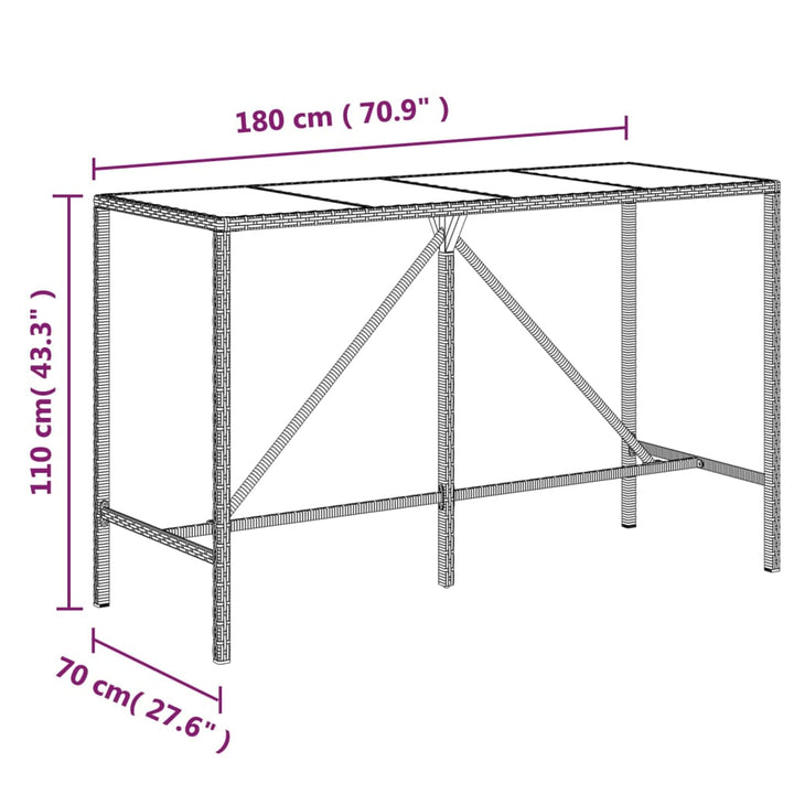 Ensemble De Bar De Jardin 7 Pcs Avec Coussins Poly Rotin