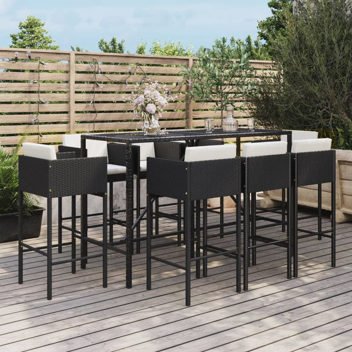 Ensemble De Bar De Jardin 7 Pcs Avec Coussins Poly Rotin
