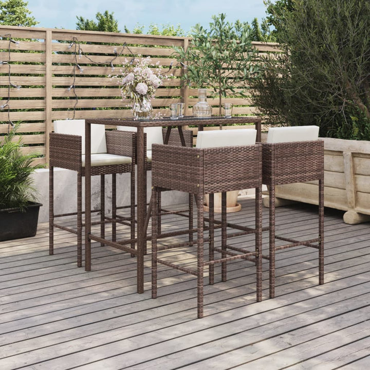 Ensemble De Bar De Jardin 7 Pcs Avec Coussins Poly Rotin