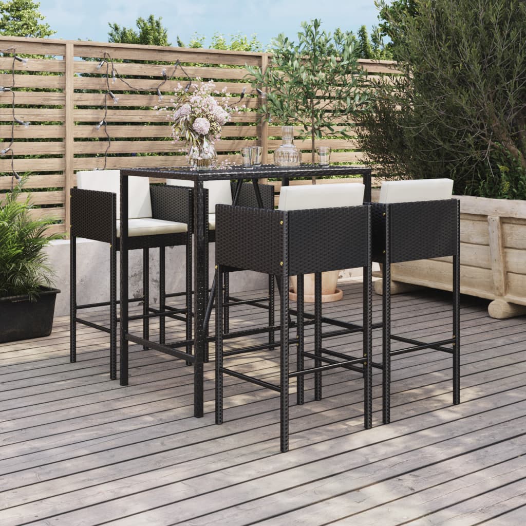 Ensemble De Bar De Jardin 7 Pcs Avec Coussins Poly Rotin