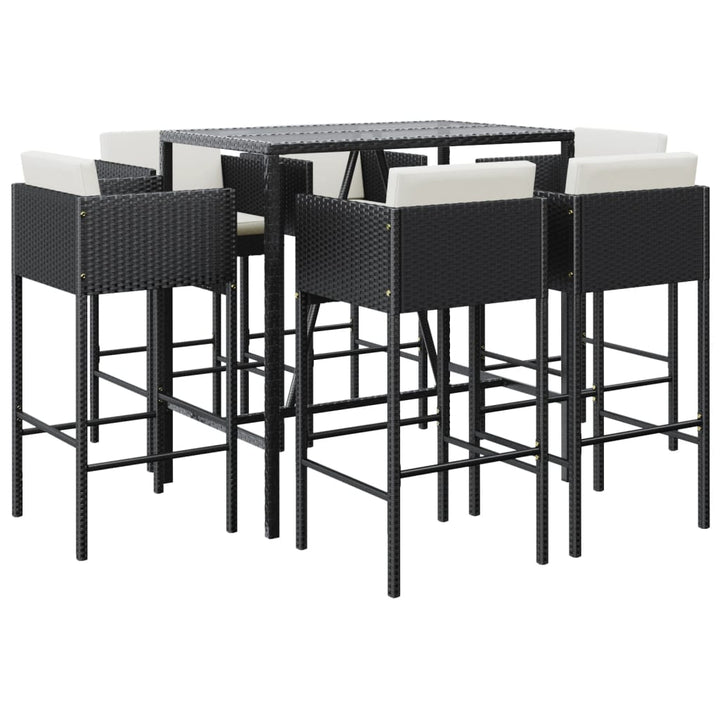 Ensemble De Bar De Jardin 7 Pcs Avec Coussins Poly Rotin