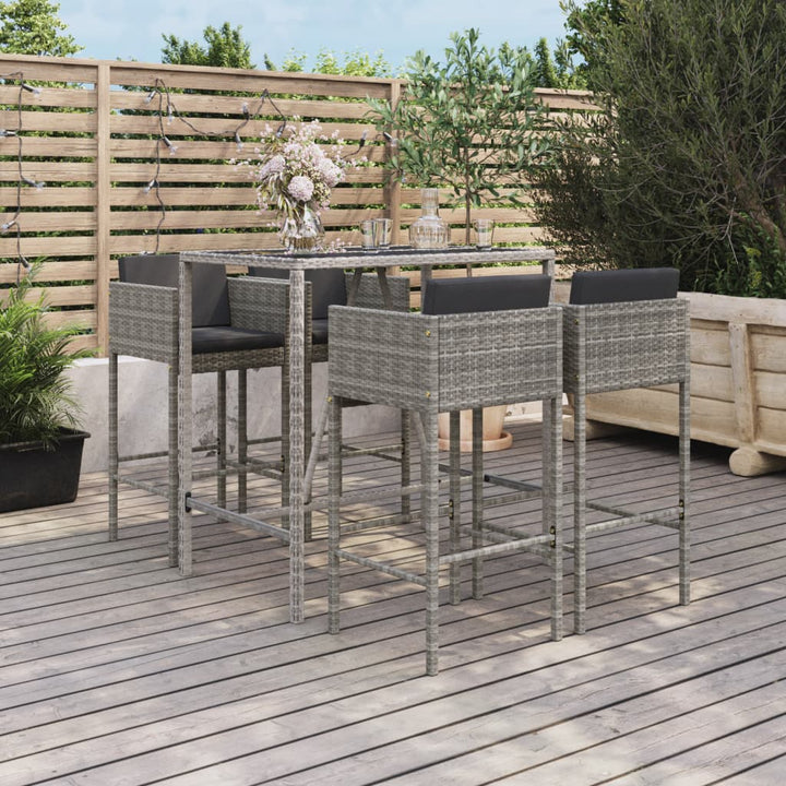 Ensemble De Bar De Jardin 7 Pcs Avec Coussins Poly Rotin