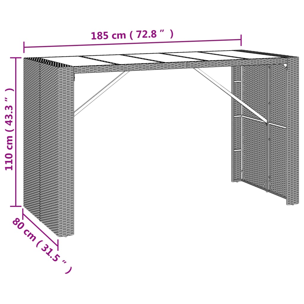 Ensemble De Bar De Jardin 7 Pcs Avec Coussins Poly Rotin
