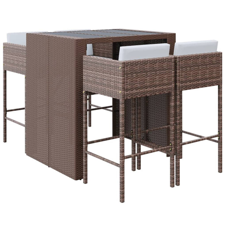 Ensemble De Bar De Jardin Avec Coussins 5 Pcs Poly Rotin