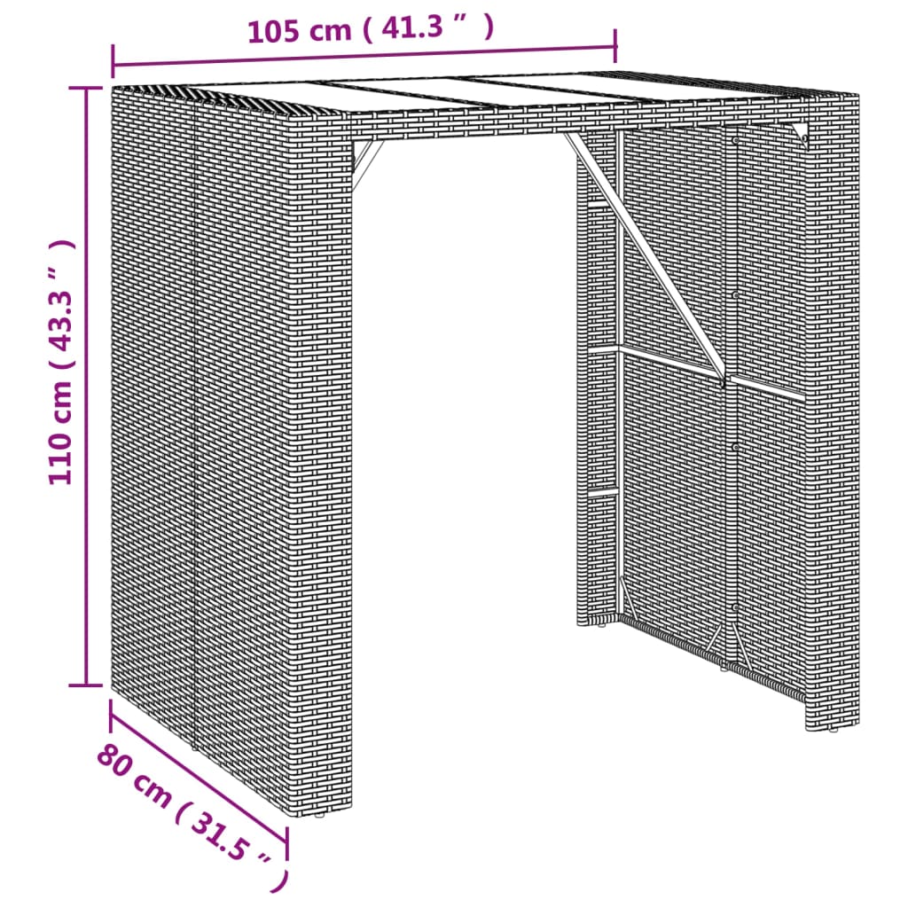 Ensemble De Bar De Jardin Avec Coussins 5 Pcs Poly Rotin