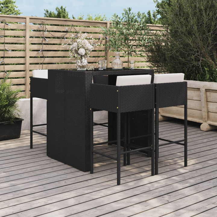 Ensemble De Bar De Jardin Avec Coussins 5 Pcs Poly Rotin