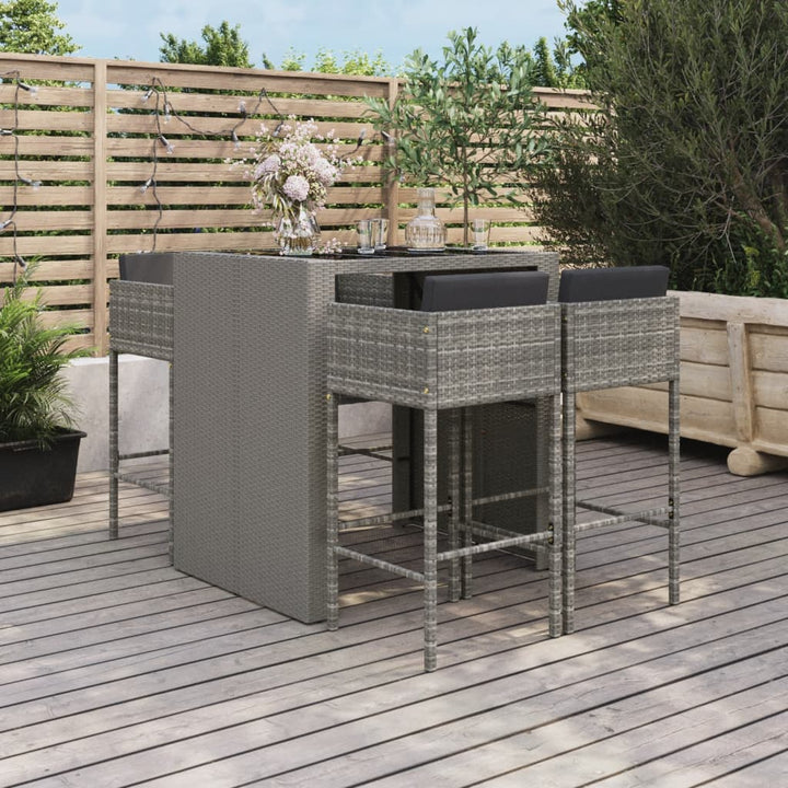 Ensemble De Bar De Jardin Avec Coussins 5 Pcs Poly Rotin