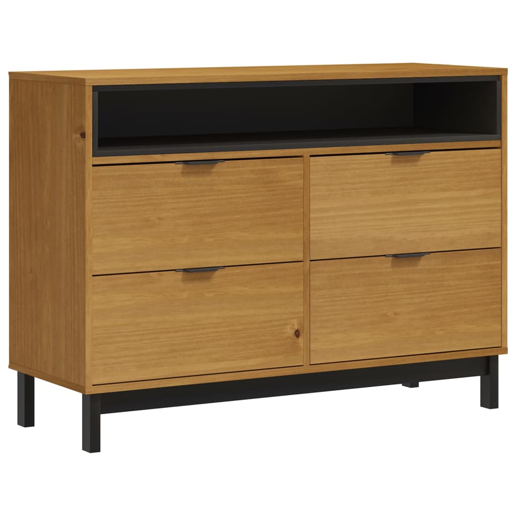 Commode Flam 110X40X80 Cm Bois De Pin Massif Bleu Et Rose