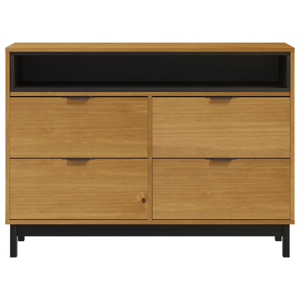 Commode Flam 110X40X80 Cm Bois De Pin Massif Bleu Et Rose