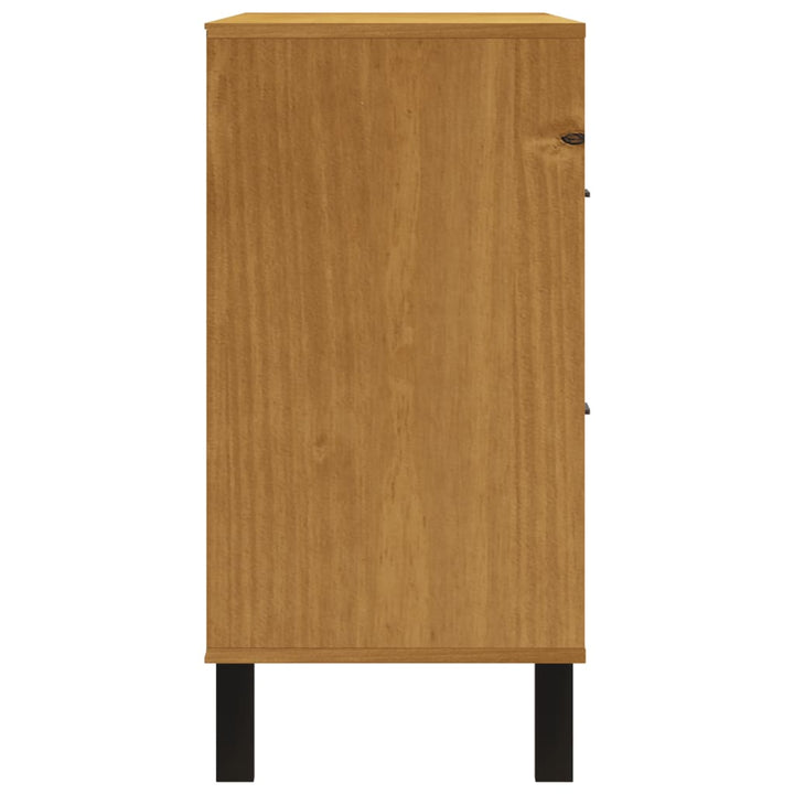 Commode Flam 110X40X80 Cm Bois De Pin Massif Marron Foncé