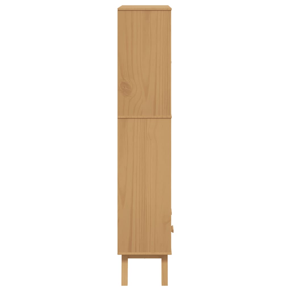 Bibliothèque À 4 Niveaux Olden Gris Marron Bois De Pin Massif