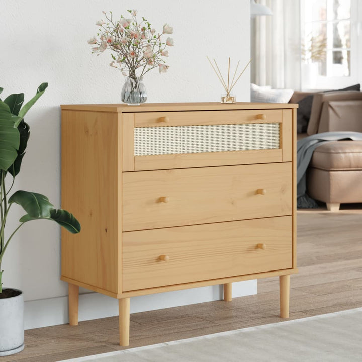 Commode Senja Aspect De Rotin Bois De Pin Solide
