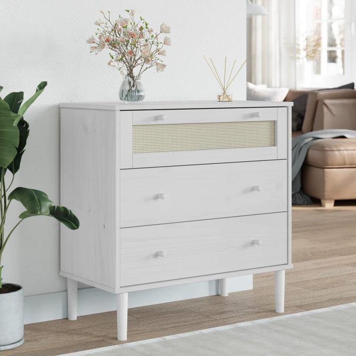 Commode Senja Aspect De Rotin Bois De Pin Solide