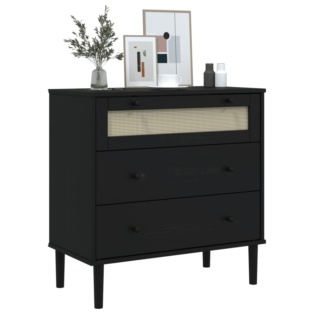 Commode Senja Aspect De Rotin Bois De Pin Solide