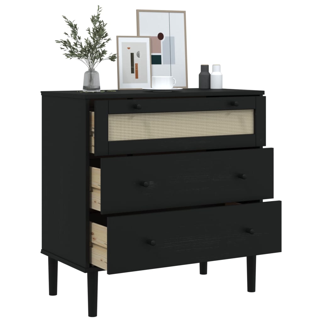 Commode Senja Aspect De Rotin Bois De Pin Solide