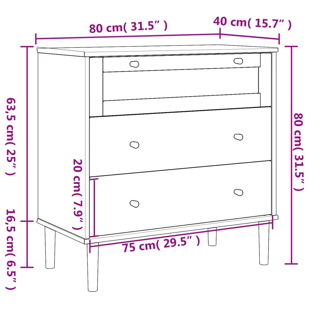 Commode Senja Aspect De Rotin Bois De Pin Solide