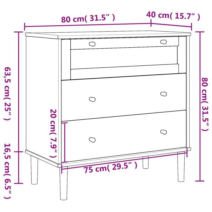 Commode Senja Aspect De Rotin Bois De Pin Solide