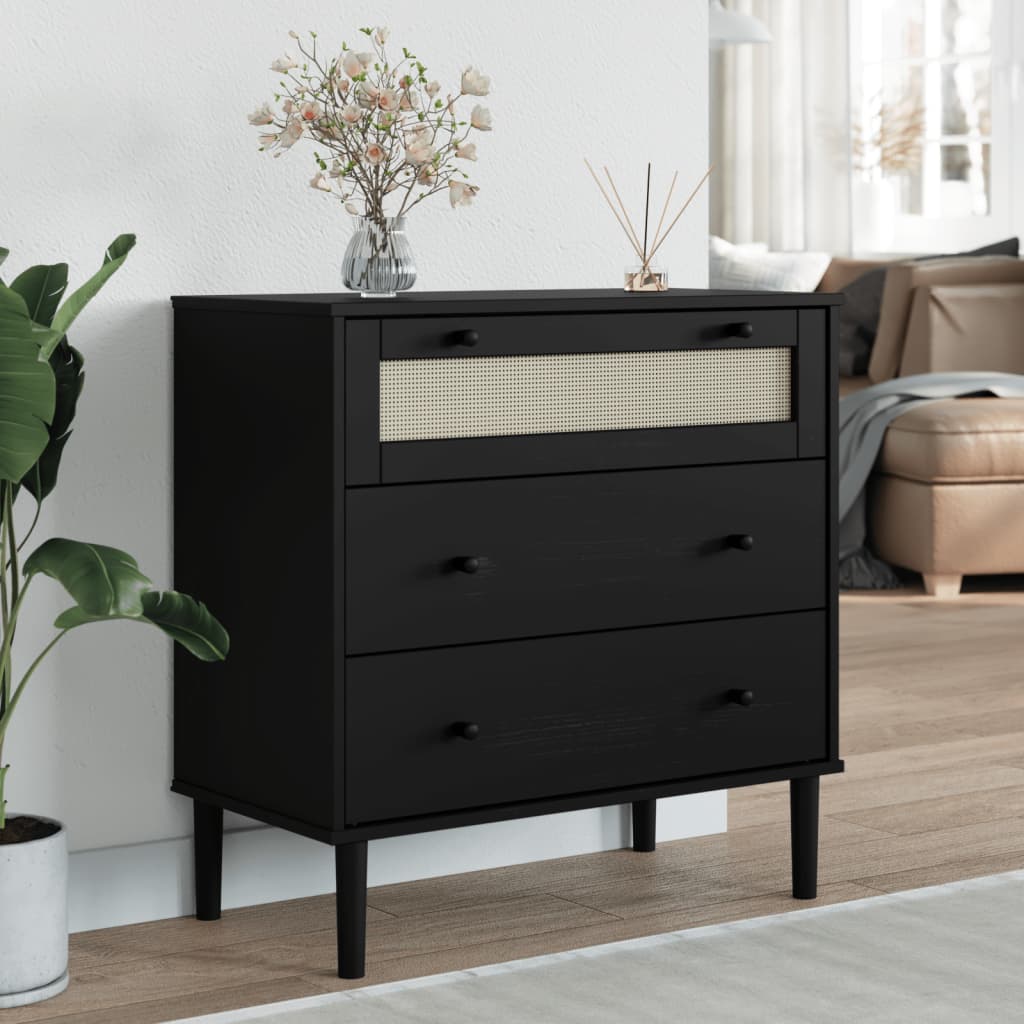 Commode Senja Aspect De Rotin Bois De Pin Solide