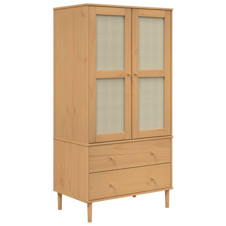 Garde-Robe Senja Aspect Rotin Bois Massif De Pin