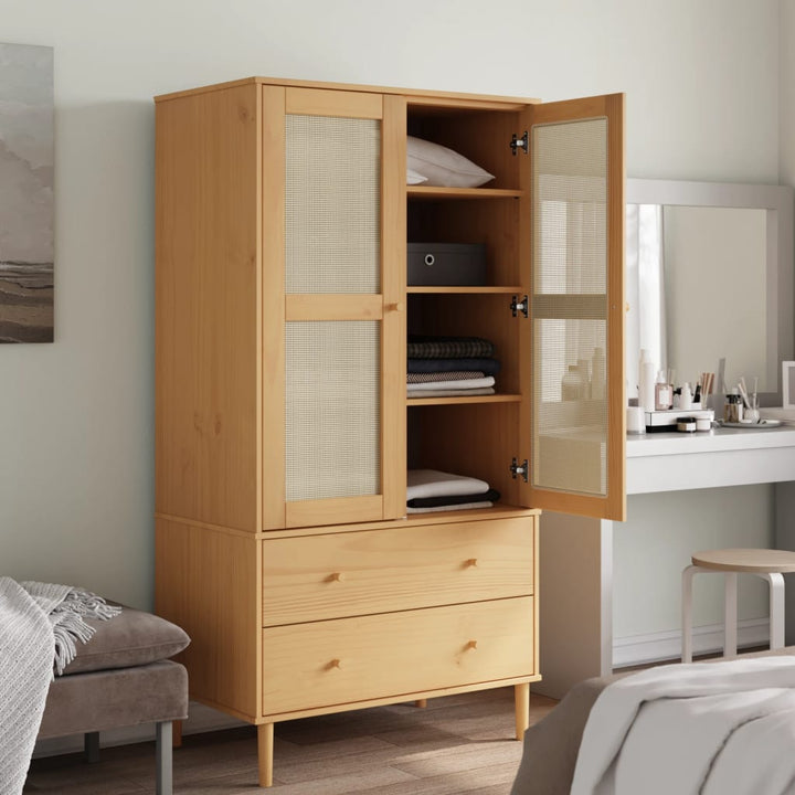 Garde-Robe Senja Aspect Rotin Bois Massif De Pin