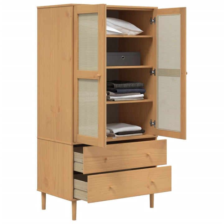 Garde-Robe Senja Aspect Rotin Bois Massif De Pin