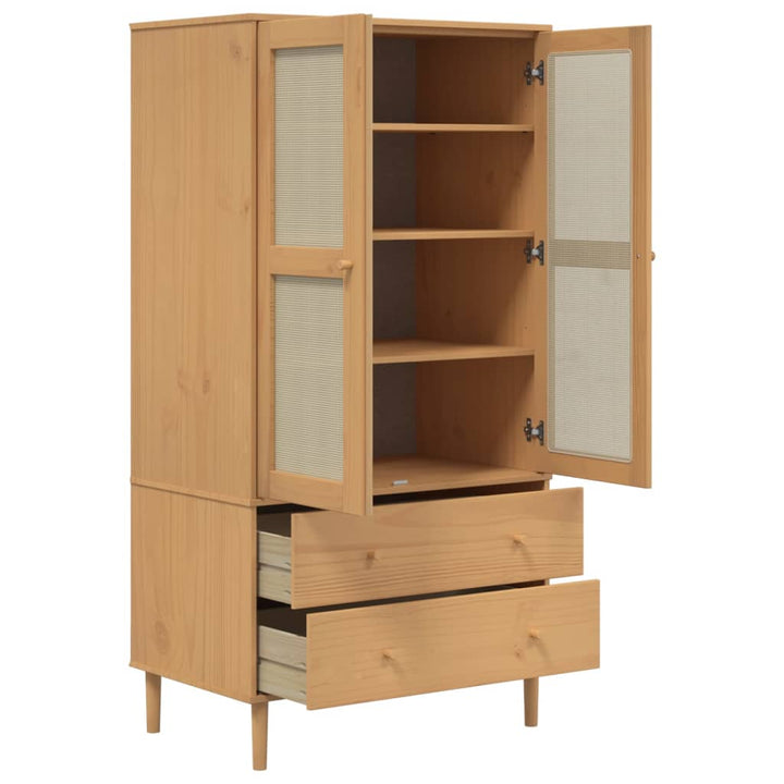 Garde-Robe Senja Aspect Rotin Bois Massif De Pin