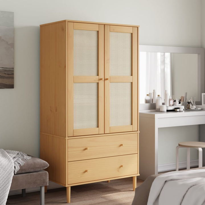 Garde-Robe Senja Aspect Rotin Bois Massif De Pin
