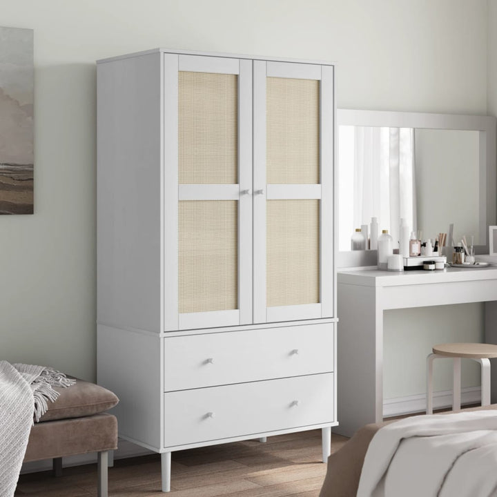 Garde-Robe Senja Aspect Rotin Bois Massif De Pin