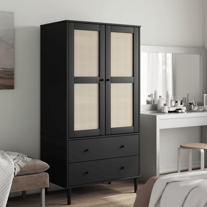 Garde-Robe Senja Aspect Rotin Bois Massif De Pin