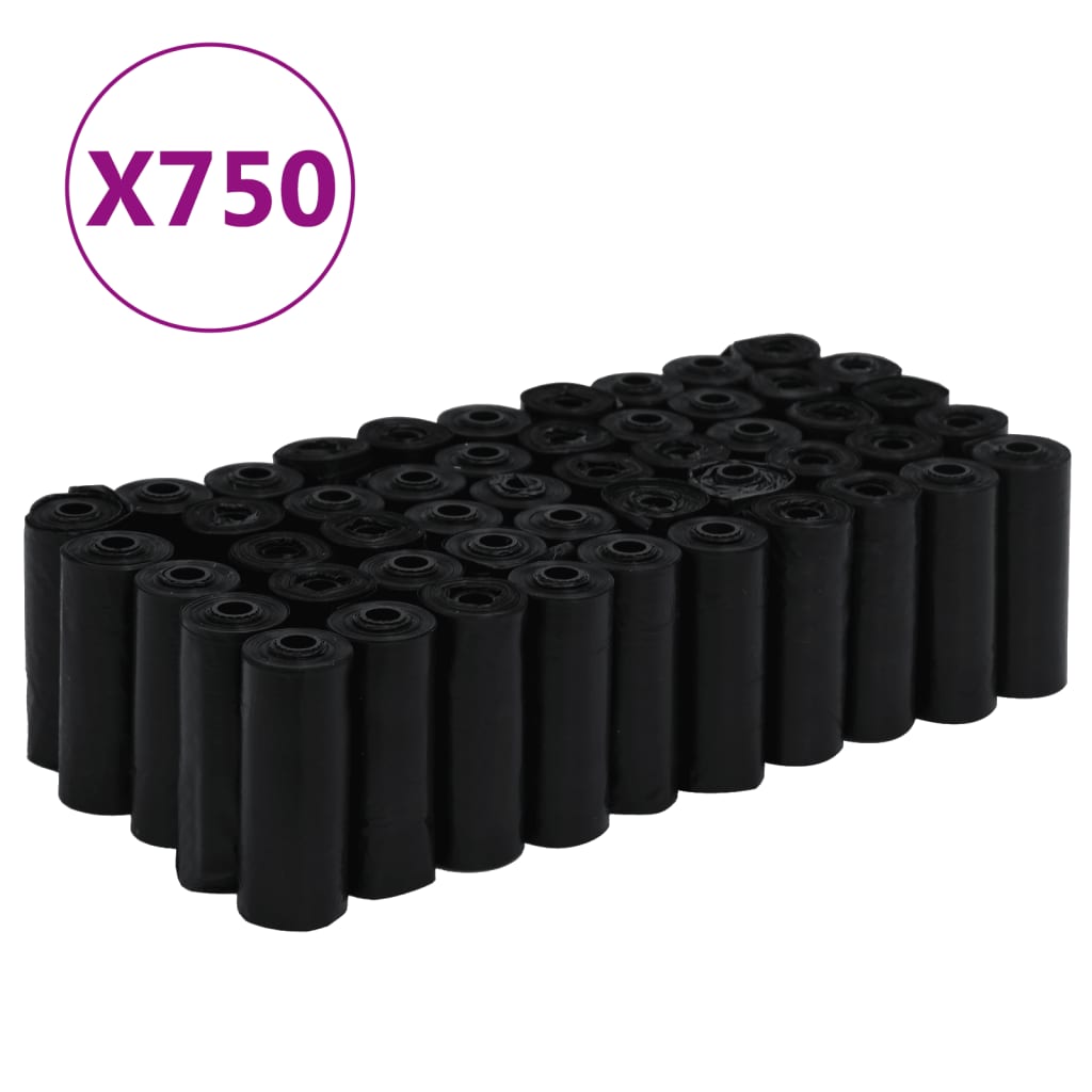 Sacs À Crottes Pour Chiens 750 Pcs Noir 30X20 Cm Pe