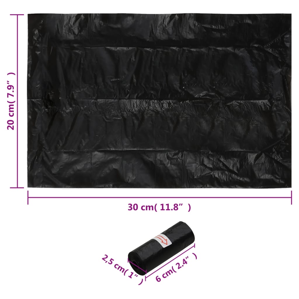 Sacs À Crottes Pour Chiens 750 Pcs Noir 30X20 Cm Pe