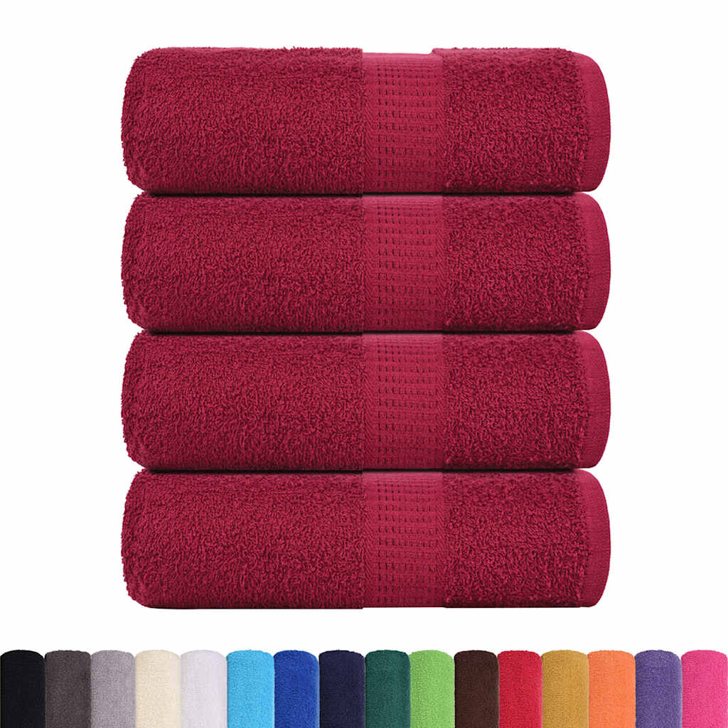 Serviettes D'invité 4 Pcs Bordeaux 360 G/M² 100% Coton Bordeaux 