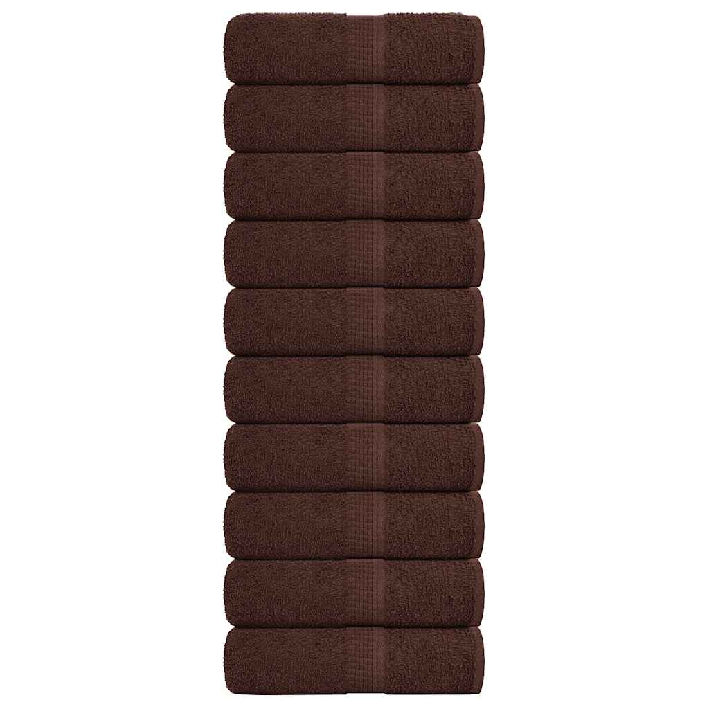 Serviettes De Bain 10 Pcs 360 G/M² 100% Coton Marron
