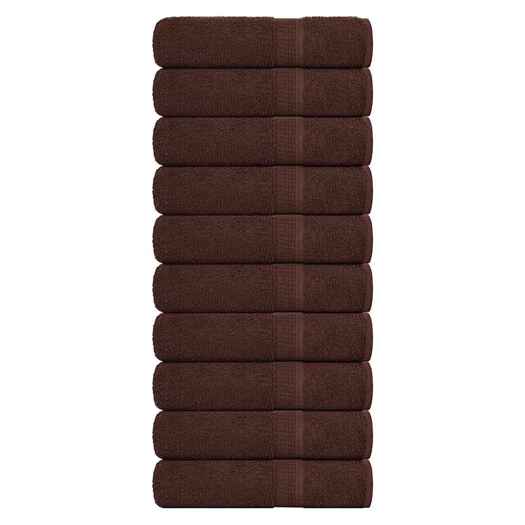 Serviettes De Bain 10 Pcs 360 G/M² 100% Coton Marron