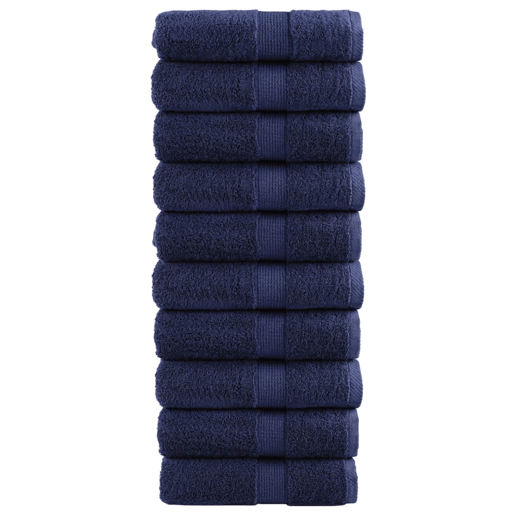 Serviettes De Douche De Qualité Supérieure Solund 10 Pcs Bleu Marine
